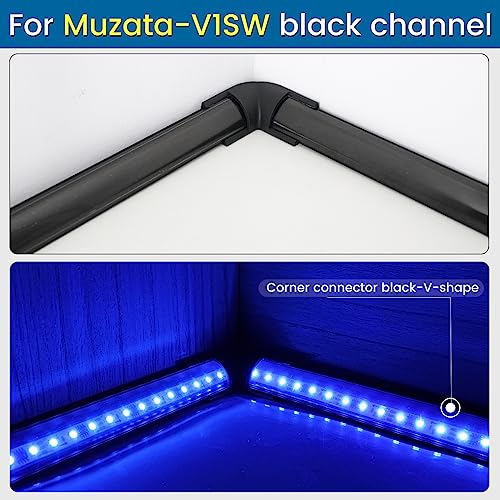 Muzata 8Pack Black Corner Connector Kit for LED Channel L Shape 90 Degree Connectors fit V1SW V Shape Strip Light Aluminum Channel LC08 - Image 4