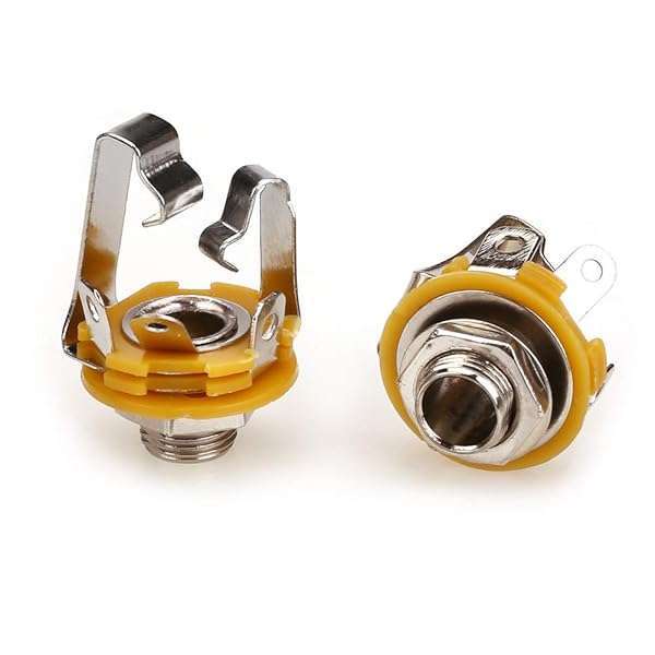 NANYI "Buy NANYI 1/4" TRS Stereo Panel Mount Jacks - 2 Pack Female Mono 6.35mm Phone Plug for Cables & Snakes"