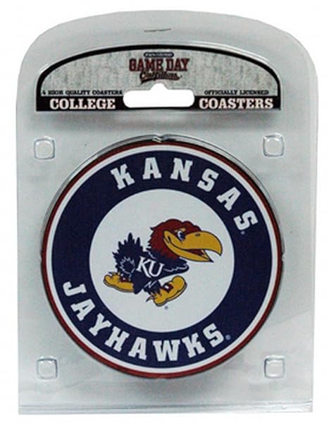 Game Day Outfitters Buy NCAA Kansas Jayhawks Coaster Set (Pack of 4) - Official Team Logo Merchandise