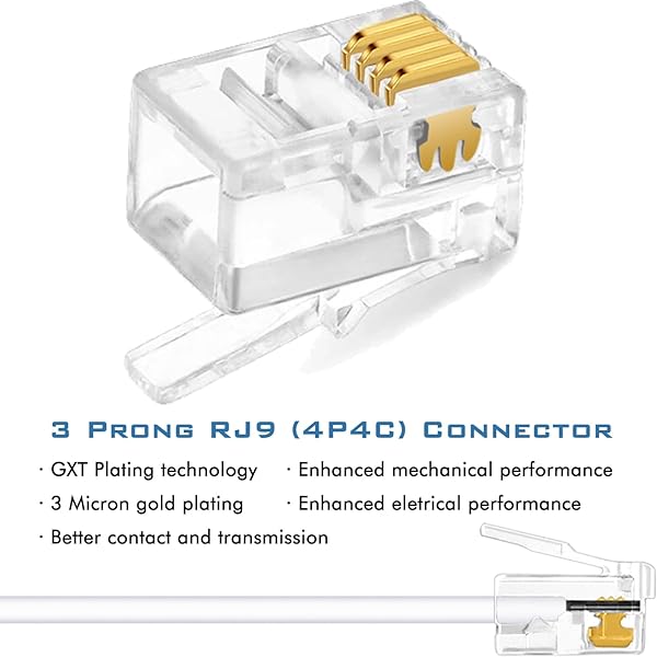 NECABLES 2Pack Curly Coiled Phone Cord for Landline Telephone Handset RJ9 Male to Male White - Image 3