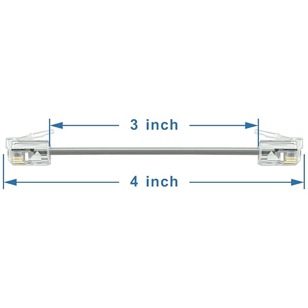 NECABLES 4Pack 3 Inch Short Phone Cord Short Telephone Cord Short Phone Line Cord Wall Phone Cord RJ11 6P4C Male to Male for Landline - Image 4