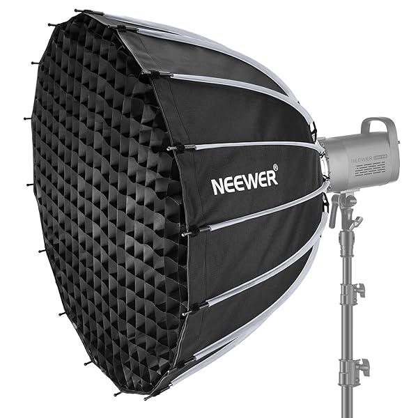 "NEEWER 33" Parabolic Softbox: Quick Setup, Diffusers & Honeycomb Grid for Aputure, Godox & Bowens Mount Lights"