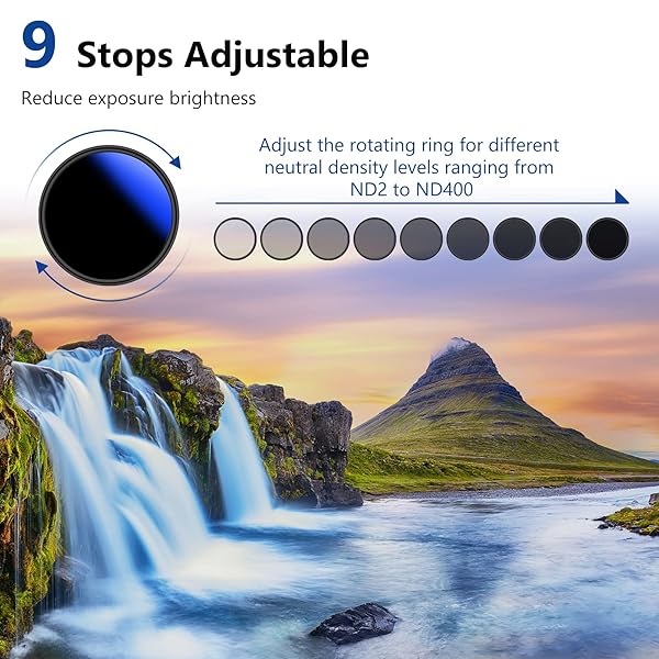NEEWER 82mm Variable ND Filter ND2-ND400: Multi-Layer Coating, Water & Scratch Resistant for Stunning Photography - Image 4