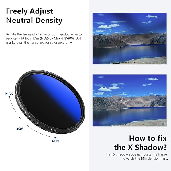 NEEWER 82mm Variable ND Filter ND2-ND400: Multi-Layer Coating, Water & Scratch Resistant for Stunning Photography - Image 8