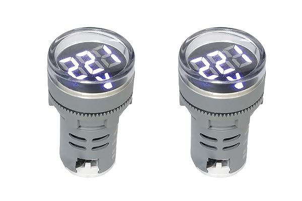 NOYITO 80-500V AC Digital Voltmeter Pack of 2 Small Round Head LCD Display for 110V 220V 380V Red Green Yellow Blue White