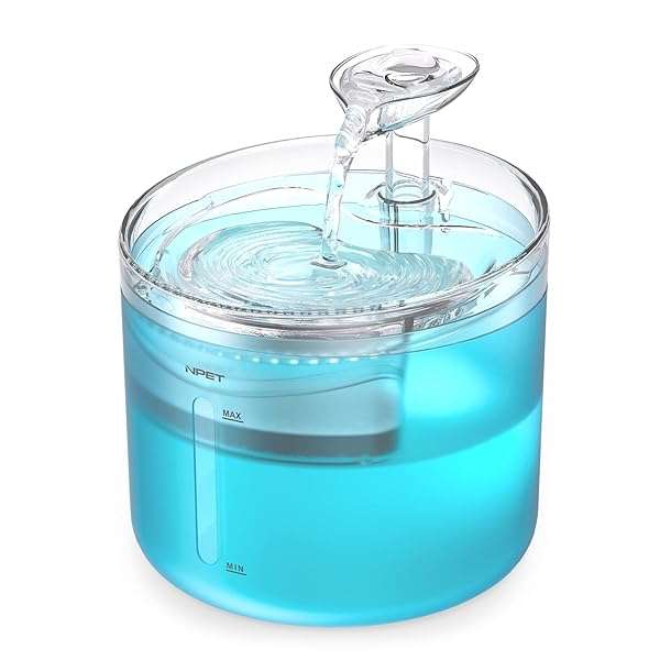 NPET WF100 Cat Fountain: 54oz Automatic Water Dispenser for Cats & Small Dogs with LED Light & Quiet Pump