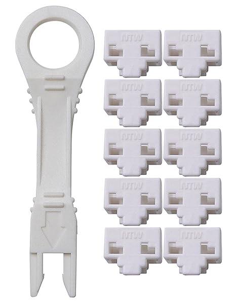 NTW RJ45 Port Blocker & Dust Cover - Secure Ethernet Port Lock with Color Coded Keys, TAA Compliant, 10 Pack