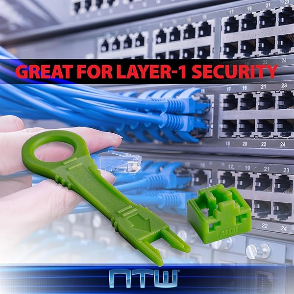 NTW RJ45 Port Blocker & Dust Cover - Secure Ethernet Port Lock with Color Coded Keys, 50 TAA Compliant Protectors - Image 3