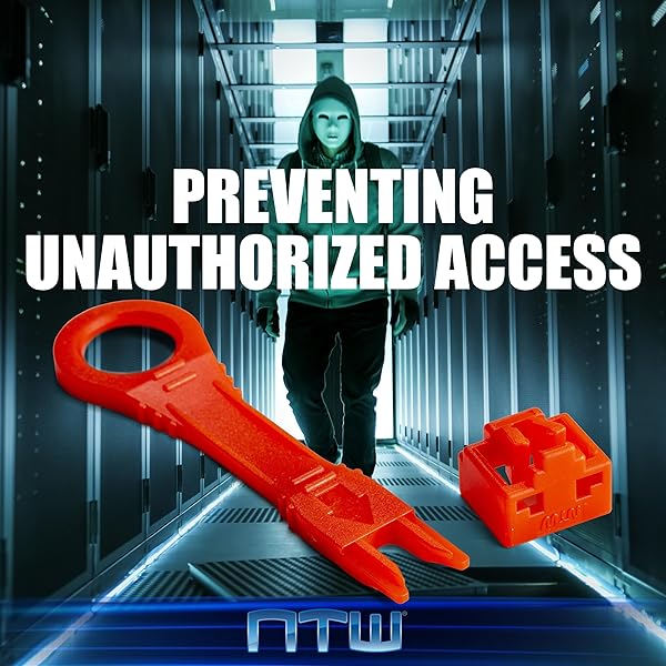 NTW RJ45 Port Blocker & Dust Cover - Secure Ethernet Port Lock with Color Coded Keys, 50 TAA Compliant Protectors - Image 4