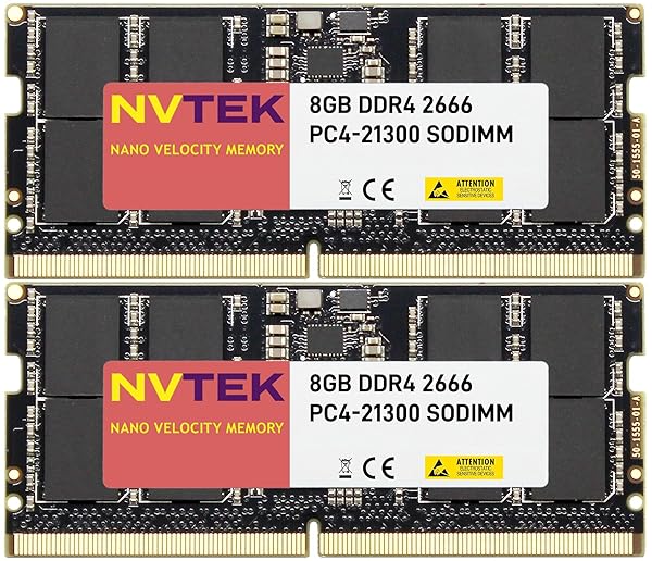 NVTEK 16GB DDR4 2666MHZ SODIMM Laptop Memory Kit 2X8GB PC4-21300 Non-ECC 260-PIN CL19 1.2V Upgrade for Computers