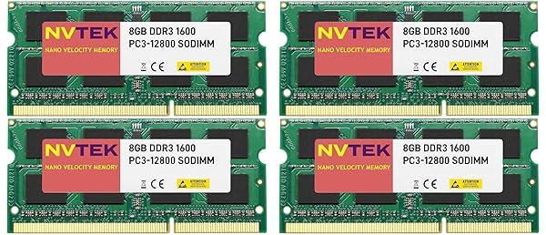 NVTEK NVTEK 32GB DDR3 1600MHZ SODIMM Laptop Memory Kit 4X8GB PC3-12800 204-PIN Non-ECC 1.35V Upgrade for Enhanced Performance