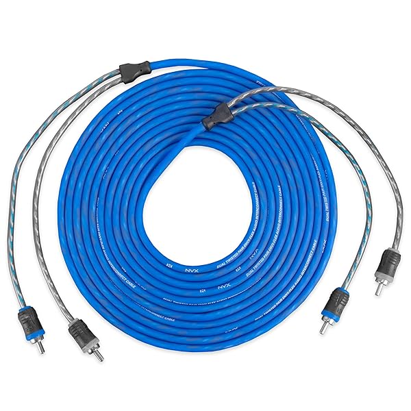 NVX NVX XIV25 16.4ft Oxygen Free Copper RCA Cable - Shielded Noise Reduction for Car Audio