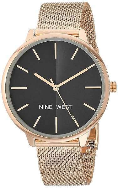 Nine West Women's Rose Gold Quartz Dress Watch - Stainless Steel Strap, Model NW/1980GYRG
