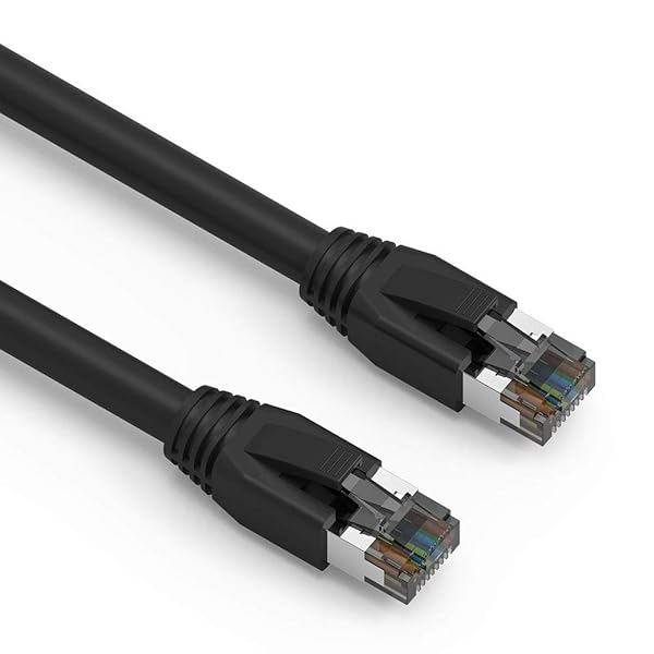 Nippon Labs Cat8 RJ45 5FT Ethernet Patch Internet Network LAN Cable, Indoor/Outdoor, 24AWG Shielded Latest 40Gbps 2000Mhz, Weatherproof S/FTP for Router, PS4, PS5, Xbox, PoE, Switch, Modem (Black)