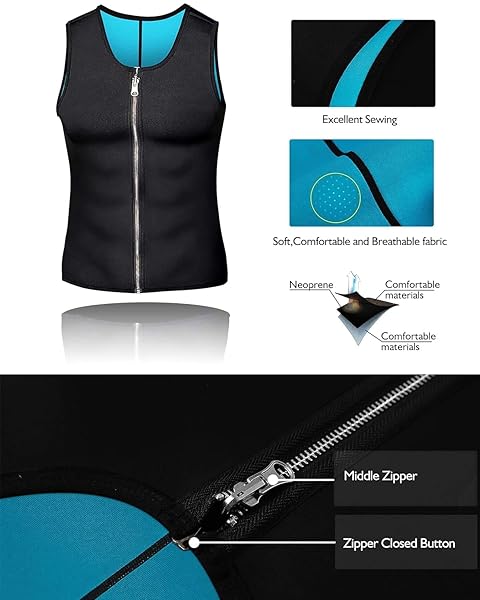 NonEcho Men Sauna Vest Hot Sweat Waist Trainer Neoprene Tank Top Slimming Shirt for Effective Workouts - Image 4