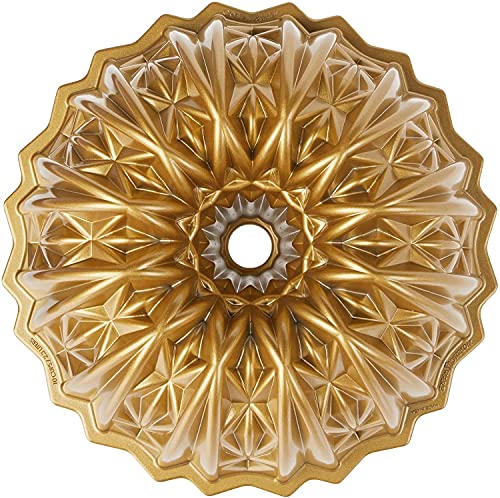 Nordic Ware Cut Crystal Bundt Pan - 10 Cup Gold | Perfect for Stunning Cakes