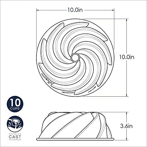 Nordic Ware Heritage Bundt Pan - Gold Finish for Perfect Cakes | Durable & Stylish Bakeware - Image 4