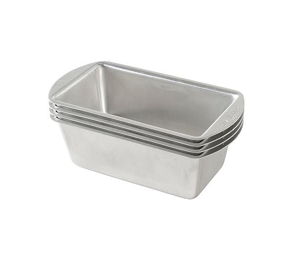 Nordic Ware Mini Loaf Pans - Set of 4 Natural Aluminum 2-Cup Bakeware for Perfect Mini Breads
