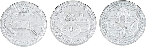Nordic Ware Yuletide Cookie Stamps - 3-Inch Silver & Grey Cast Designs for Festive Baking