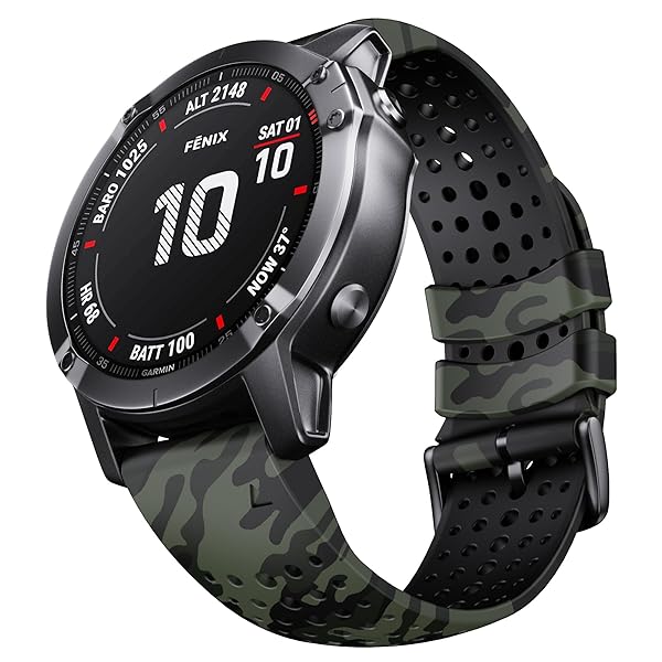 NotoCity Fenix 6 8 Band 22mm Soft Silicone Watch Strap Camo Army Green for Fenix 5 5 Plus 6 6 Pro Forerunner 935 945 Approach S60 Quatix 5