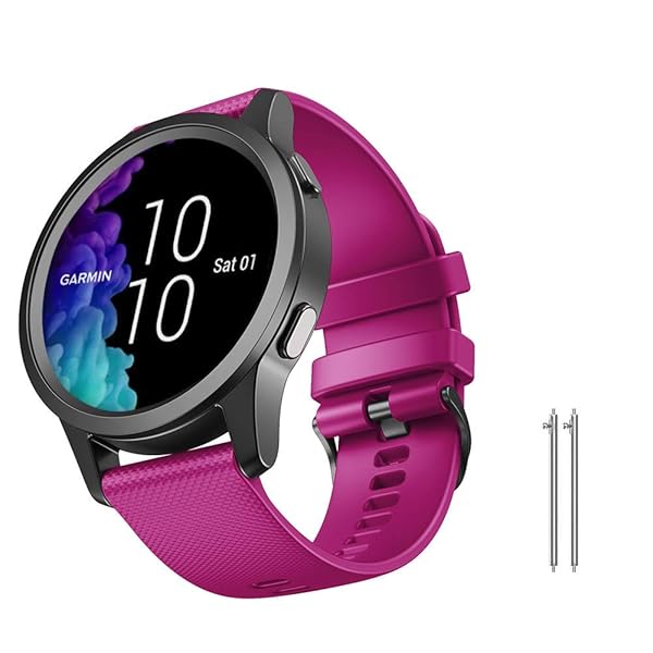 NotoCity 20mm Soft Silicone Replacement Strap for Garmin Venu Vivoactive Forerunner Galaxy Watch 4 Fuchsia S