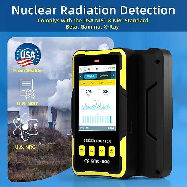 Buy GQ GMC-800 Nuclear Radiation Detector - USA Design, LCD Display, 5 Alarms, Portable Dosimeter for Beta, Gamma & X-ray - Image 5