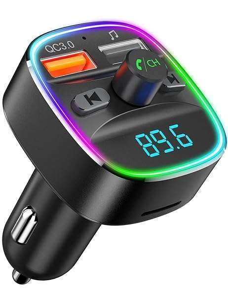 Nulaxy Buy Nulaxy NX10 Bluetooth FM Transmitter: Dual USB Car Charger, Hands-Free Calling & 7-Color LED Light