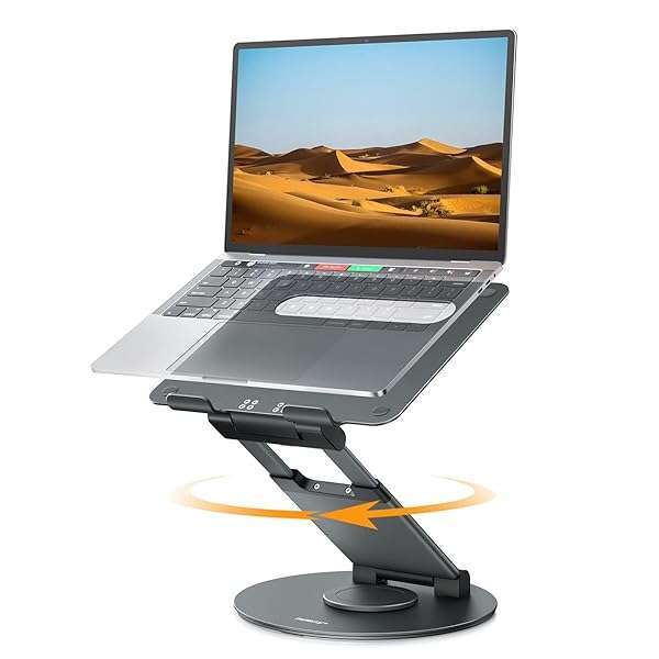 Nulaxy Nulaxy Telescopic 360 Rotating Laptop Stand for Desk Adjustable Height Swivel Pull Out Design Ergonomic Laptop Riser Fits All 10-17" Laptops Computer MacBook, Gray