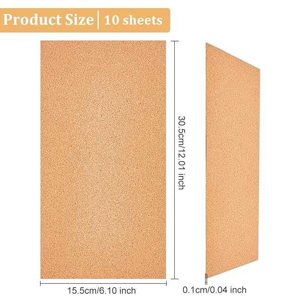 OLYCRAFT 10 Sheets Cork 12x6.1 Inch Thin Roll 1mm Thick Brown Board Rectangle Tiles for Coaster Placemat Kitchen Dining DIY Crafts Supplies - Image 4