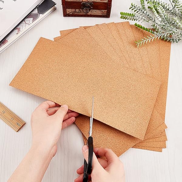 OLYCRAFT 10 Sheets Cork 12x6.1 Inch Thin Roll 1mm Thick Brown Board Rectangle Tiles for Coaster Placemat Kitchen Dining DIY Crafts Supplies - Image 5