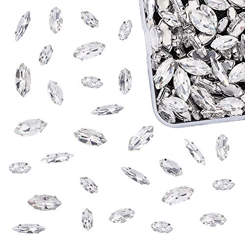 OLYCRAFT 100pcs Sew On Rhinestones Mixed Size Flatback Claw Crystal Glass for Jewelry Costume Dress and Shoes