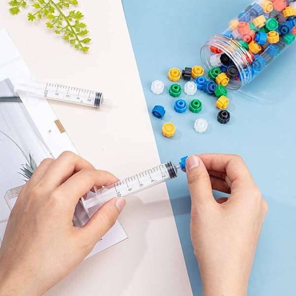 OLYCRAFT 140pcs Luer Lock Syringe Tip Caps - No Needle, 7 Colors, Ideal for Feeding Tubes & Storage Container - Image 8