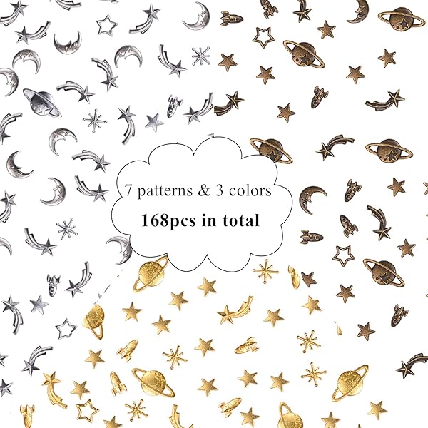 OLYCRAFT 168pcs Cosmos Resin Fillers: Star, Moon & Spaceship Charms for Epoxy Crafting - Image 4