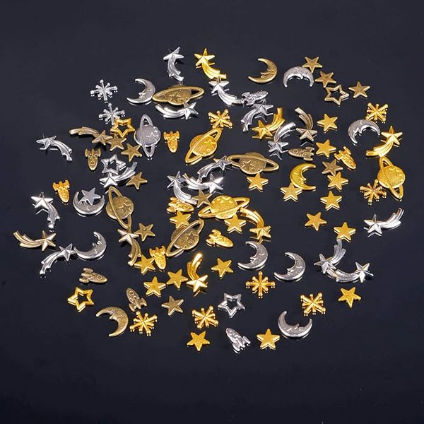 OLYCRAFT 168pcs Cosmos Resin Fillers: Star, Moon & Spaceship Charms for Epoxy Crafting - Image 7