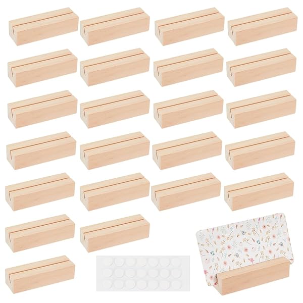 OLYCRAFT 20PCS Wood Place Card Holders for Weddings Parties Events Double Side Display Mini Blackboard Table Number Stands - Image 2