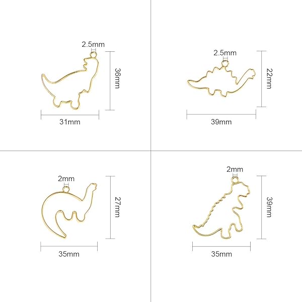 OLYCRAFT 20pcs Dinosaur Open Bezel Charms - Colorful Alloy Frame Pendants for Resin Jewelry Making - Image 3