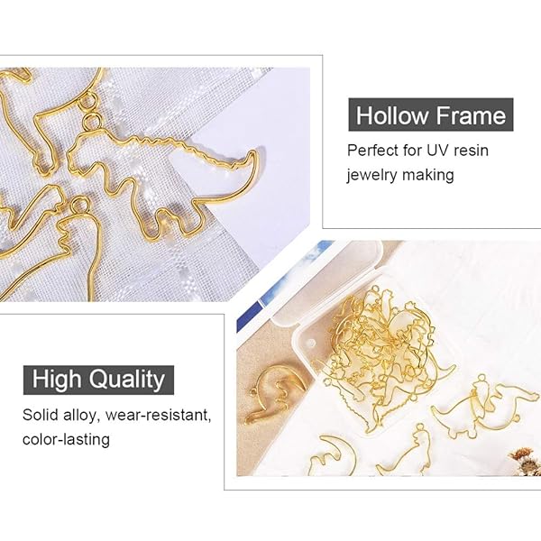 OLYCRAFT 20pcs Dinosaur Open Bezel Charms - Colorful Alloy Frame Pendants for Resin Jewelry Making - Image 4