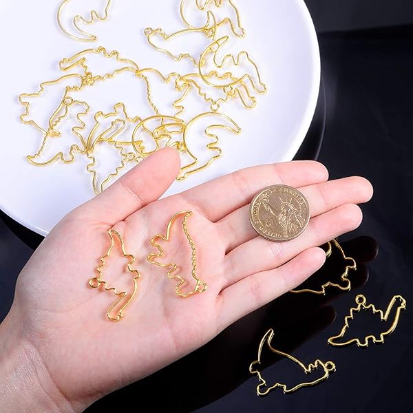 OLYCRAFT 20pcs Dinosaur Open Bezel Charms - Colorful Alloy Frame Pendants for Resin Jewelry Making - Image 5