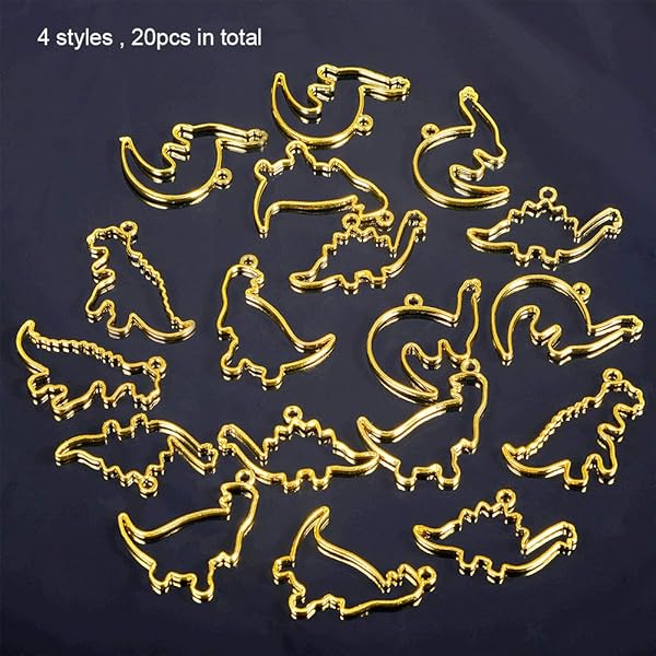 OLYCRAFT 20pcs Dinosaur Open Bezel Charms - Colorful Alloy Frame Pendants for Resin Jewelry Making - Image 6