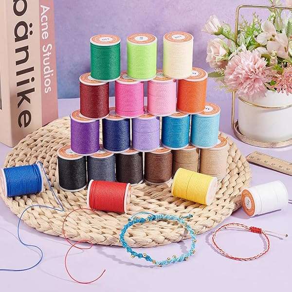 OLYCRAFT 1mm Waxed Polyester Cord - 22 Rolls, 264 Yards for DIY Jewelry, Bracelets & Necklaces - 22 Vibrant Colors - Image 7