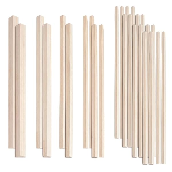OLYCRAFT 26pc Triangle Wood Sticks - 5 Sizes Unfinished Wooden Strips and Dowels - Natural Wood Triangle Sticks for Model Accessories