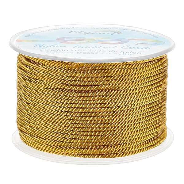 OLYCRAFT 55 Yards Twisted Satin Nylon Cord - 1.5-2mm Goldenrod String for Crafts & Jewelry Making - Image 2