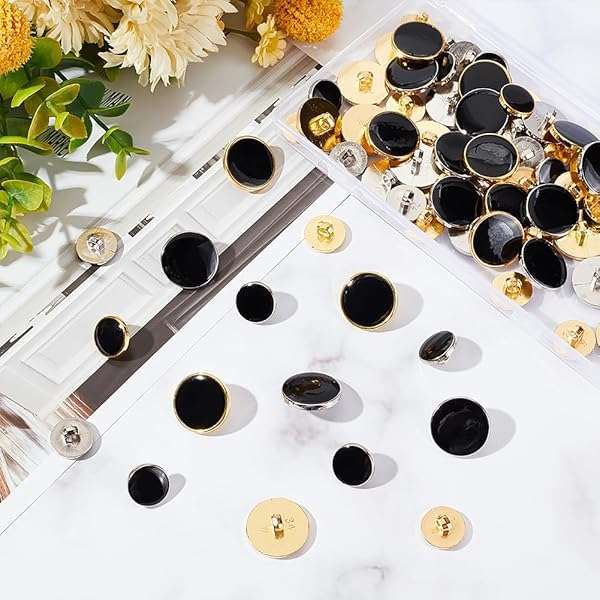 OLYCRAFT 80pcs Vintage Black Blazer Buttons Set - 15mm & 21.5mm Flat Shank for Suits, Coats & Jackets - Image 7