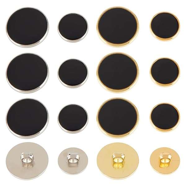 OLYCRAFT 80pcs Vintage Black Blazer Buttons Set - 15mm & 21.5mm Flat Shank for Suits, Coats & Jackets - Image 3