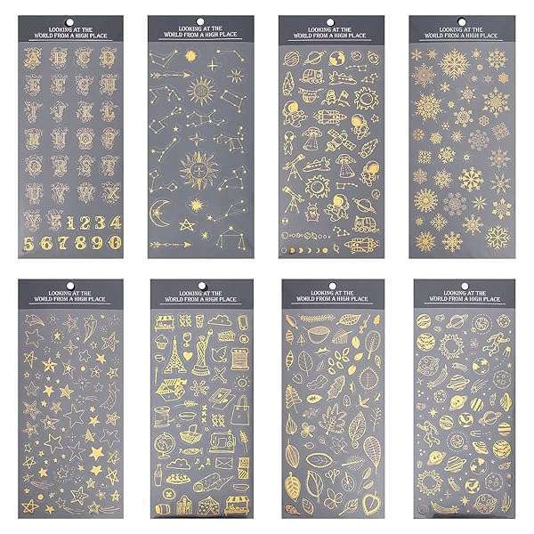 OLYCRAFT 8PCS Self-Adhesive Star & Snowflake Stickers for Scrapbooking, Laptops & Personalization - Image 2