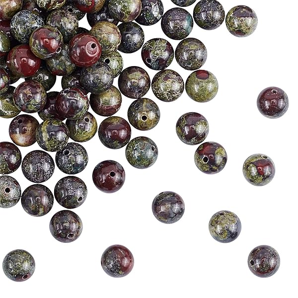 OLYCRAFT 94pcs 8mm Natural Dragon Blood Stone Beads for Jewelry Making Bracelet Necklace Natural Jasper Loose Gemstone Beads