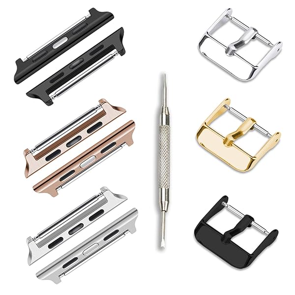ONELANKS Watch Adapter Connector Kit for Apple Watch Bands 38mm 40mm 41mm Metal Buckle Clip for iWatch Strap 3 Pack