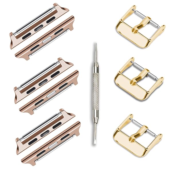 ONELANKS Watch Adapter Connector Kit for Apple Watch Bands 38mm 40mm 41mm Metal Buckle Clip 3 Pack