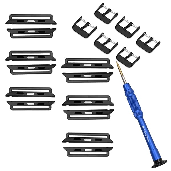 ONELANKS Metal Watch Band Connector Kit for Apple Watch Series 8 7 6 5 4 SE 3 2 1 Black 6 Pack Replacement Adapter