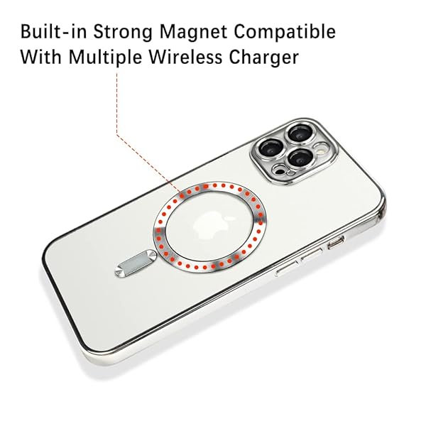 OOK Magnetic Case for iPhone 14 Pro Max with Camera Lens Protector Compatible with MagSafe Soft TPU Anti-Scratch Shockproof Slim Clear Case Silver - Image 4